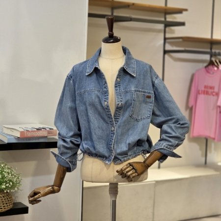 턱포인트 데님 셔츠형 자켓