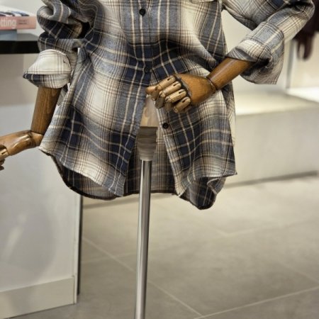 러프 체크 박시 셔츠