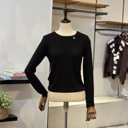 네크배색 기본 라운드 니트