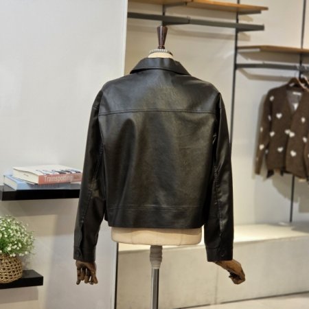 원 사이드 포켓 레더 자켓