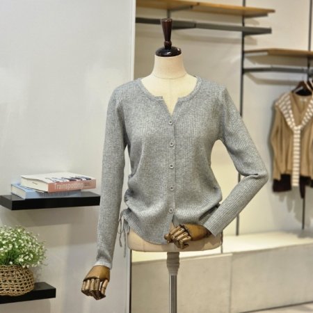 셔링 골지 니트 가디건