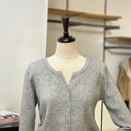 셔링 골지 니트 가디건