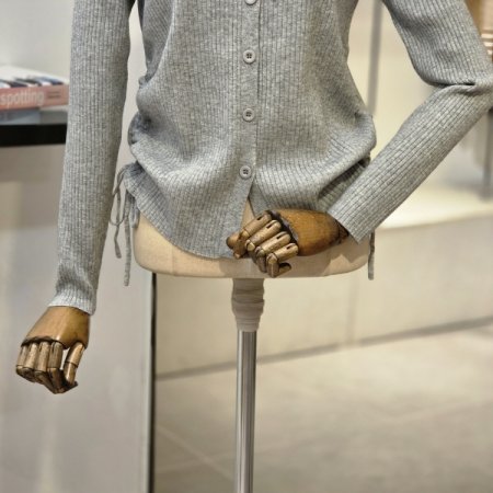 셔링 골지 니트 가디건