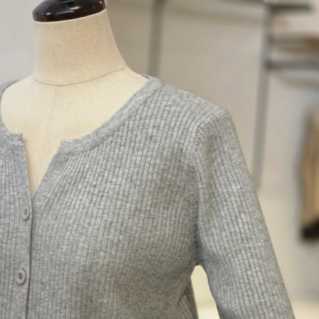 셔링 골지 니트 가디건