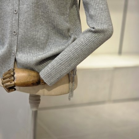 셔링 골지 니트 가디건