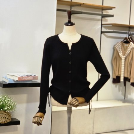 셔링 골지 니트 가디건