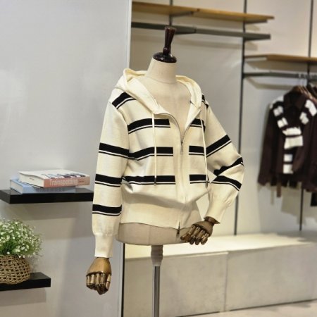 단가라 후드 가디건