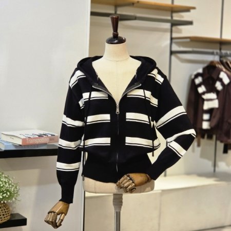 단가라 후드 가디건