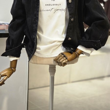 라운드절개 카라 데님자켓