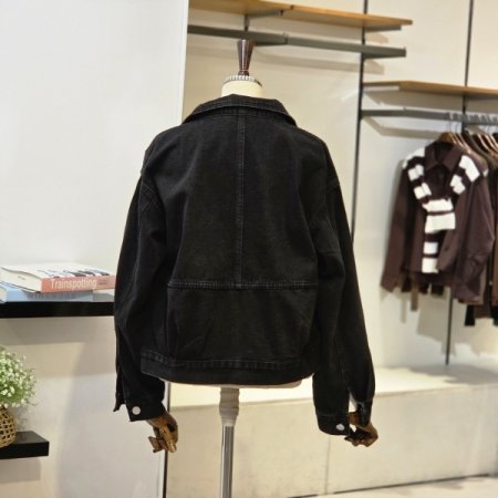 라운드절개 카라 데님자켓