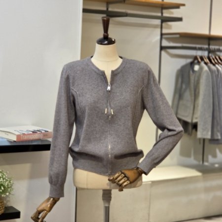 라인 니트 집업 가디건