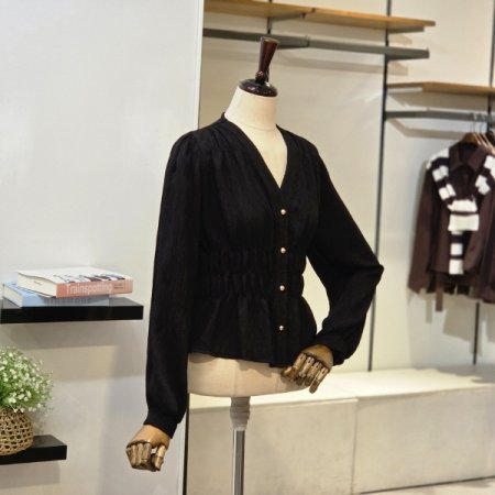 셔링 브이넥 블라우스