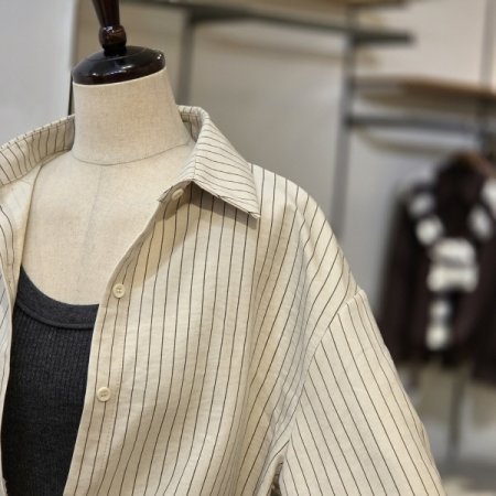 라우 루즈핏 줄무늬 셔츠