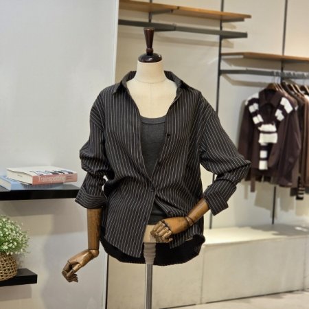 라우 루즈핏 줄무늬 셔츠