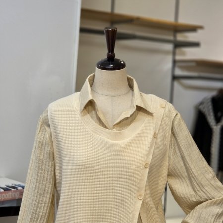 버튼 조끼 블라우스 SET