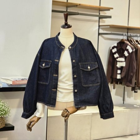 백 밑단프릴 데님 자켓