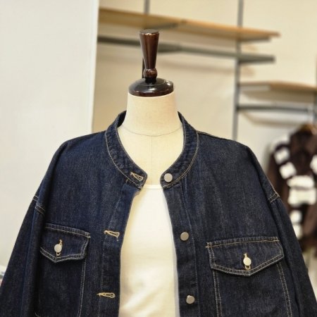 백 밑단프릴 데님 자켓