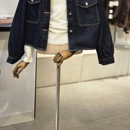 백 밑단프릴 데님 자켓