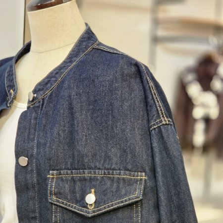 백 밑단프릴 데님 자켓