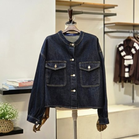 백 밑단프릴 데님 자켓