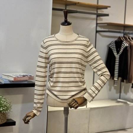 더블 단가라 셔링 니트