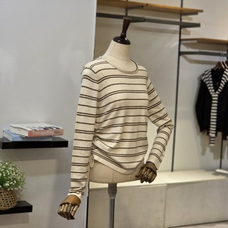 더블 단가라 셔링 니트