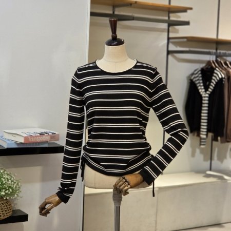 더블 단가라 셔링 니트