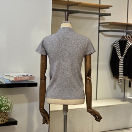 반넥 슬리브 니트