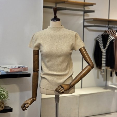 반넥 슬리브 니트