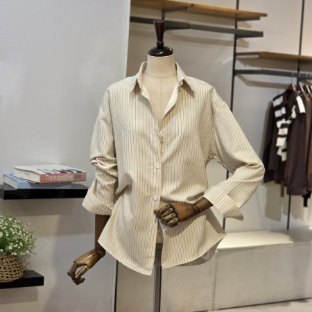 오버 라인 줄무늬 셔츠