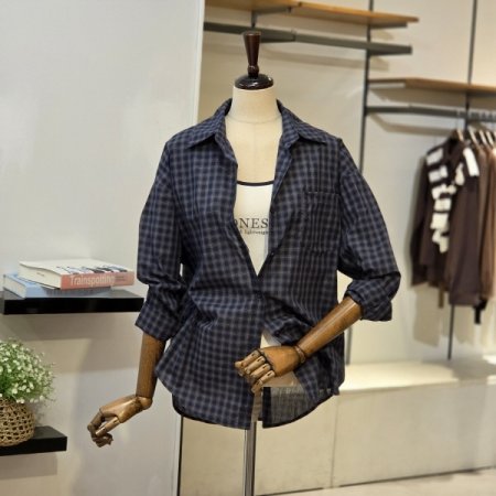 원즈 나시 체크 셔츠 SET