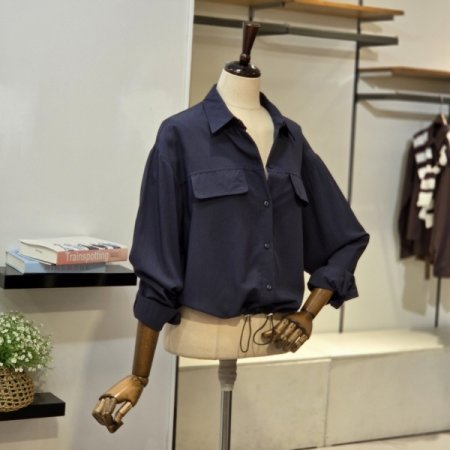 포켓 스트링 블라우스