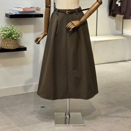 벨트 뒷밴딩 플레어 스커트