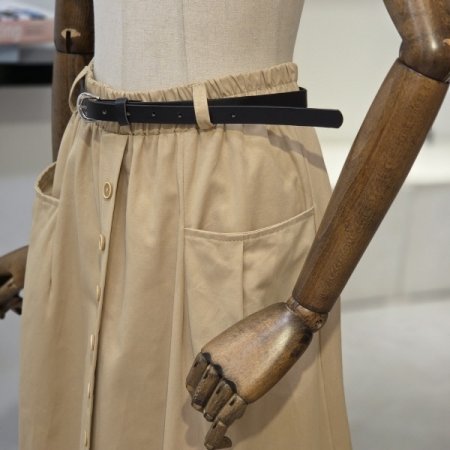 버튼 라인 벨트 스커트