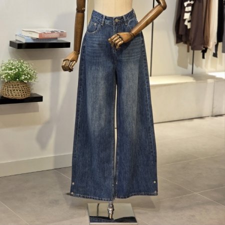 스카프 세트 롤업 와이드 데님팬츠