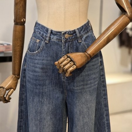 스카프 세트 롤업 와이드 데님팬츠