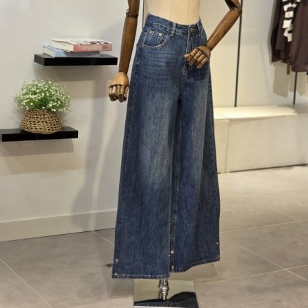 스카프 세트 롤업 와이드 데님팬츠