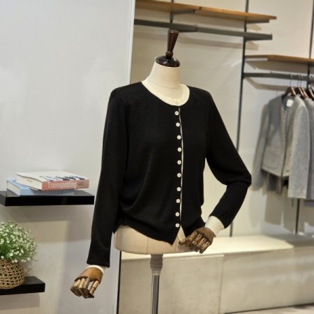 배색 라인 가디건