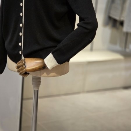 배색 라인 가디건