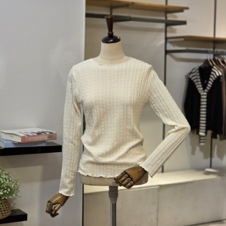 루프 물결 긴팔 티셔츠