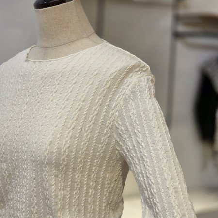 루프 물결 긴팔 티셔츠