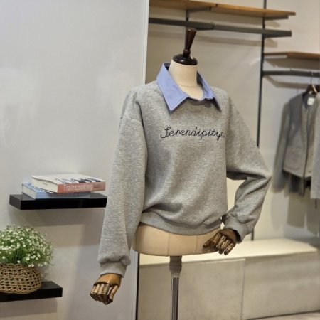 배색 카라 맨투맨