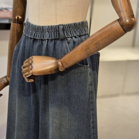 밴딩 와이드 통 데님 팬츠