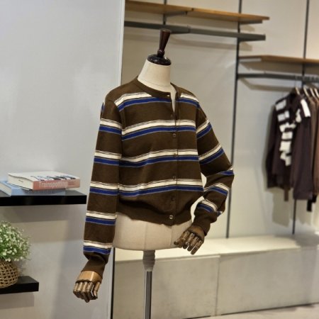 더블 라인 니트 가디건