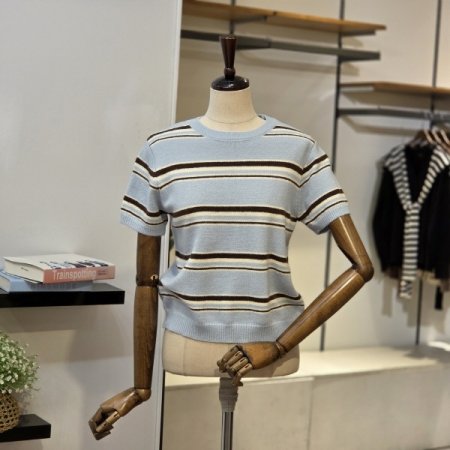 라이크 반팔 단가라 니트