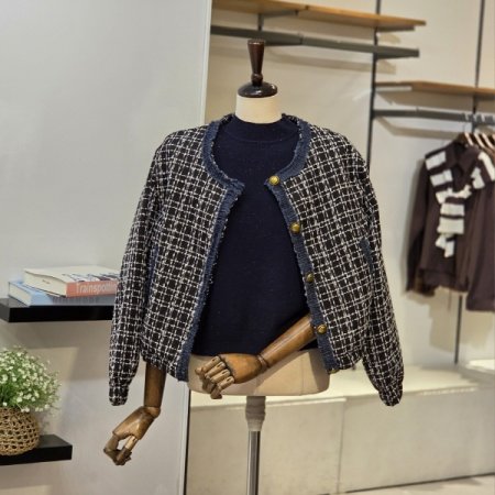 트위드 스냅 자켓