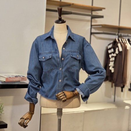 실버단추 데님 남방