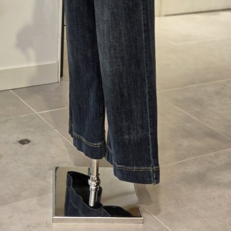 벨트 진청 일자통 데님팬츠