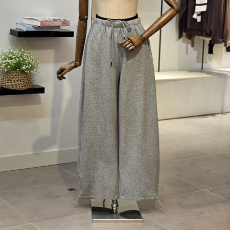 배색 밴딩 와이드 팬츠