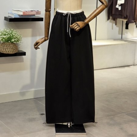 배색 밴딩 와이드 팬츠